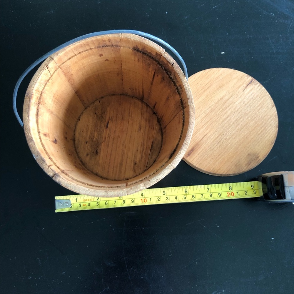 Antique Vintage Firkin Wooden Bucket with Handle - Picture 4 of 9